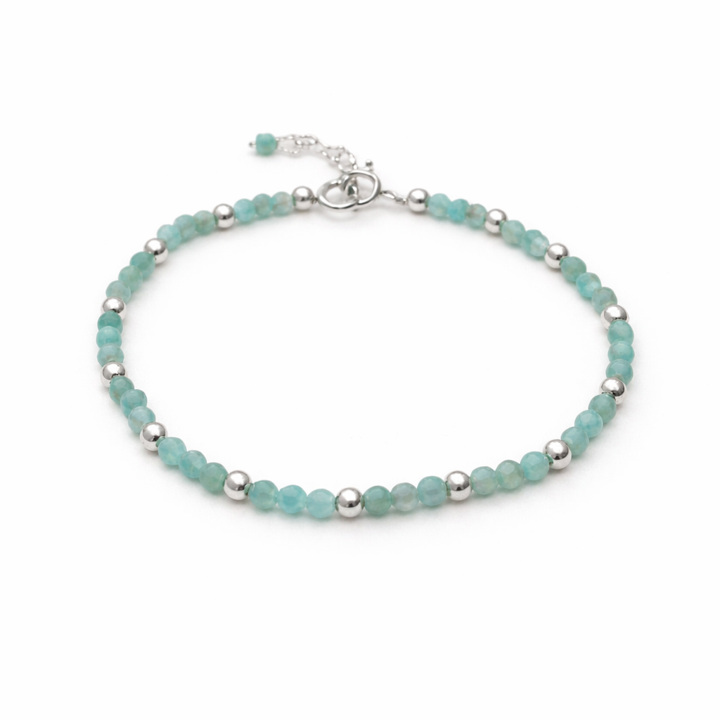 PULSERA AMAZONITA PLATA