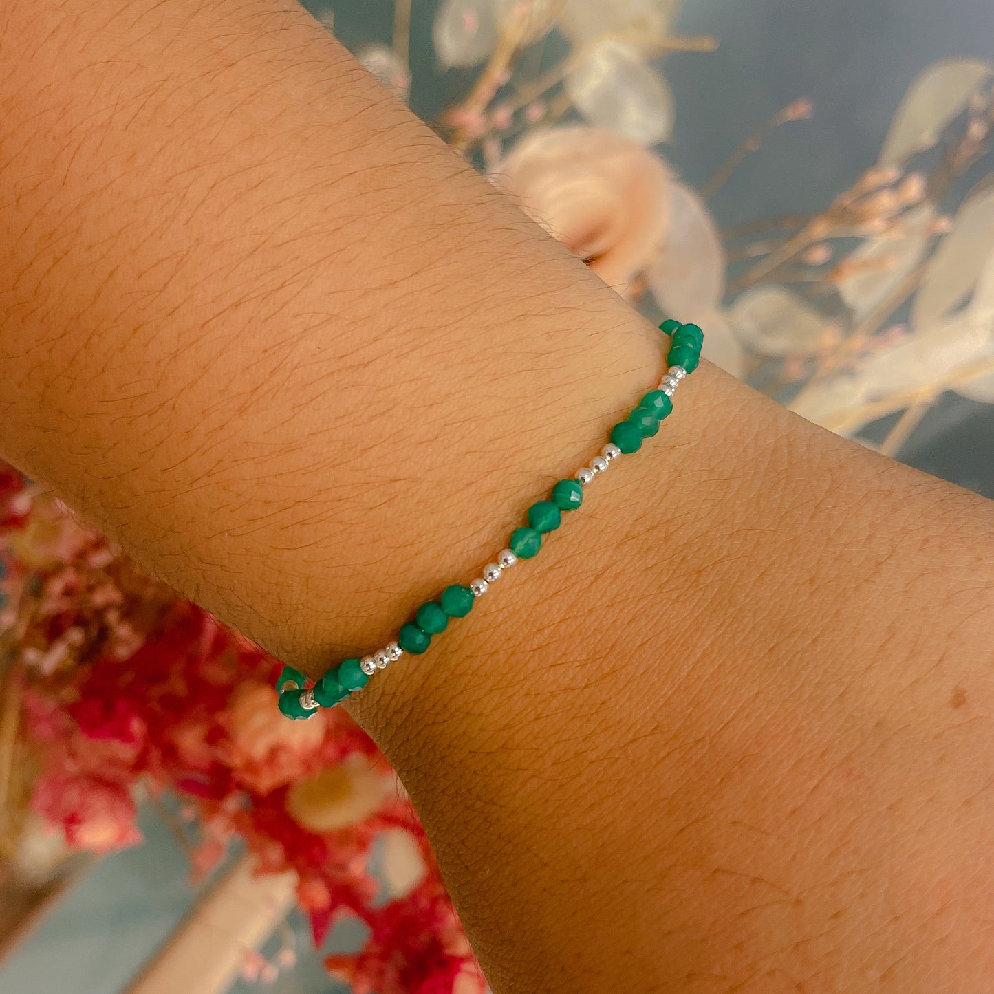 PULSERA ÓNIX VERDE PLATA