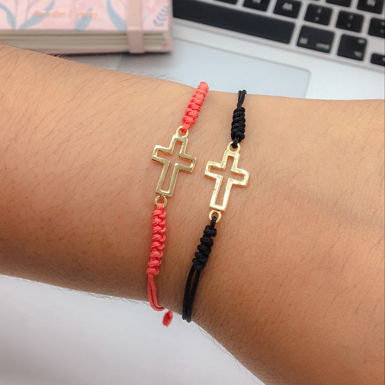 Pulsera Hilo Cruz Oro