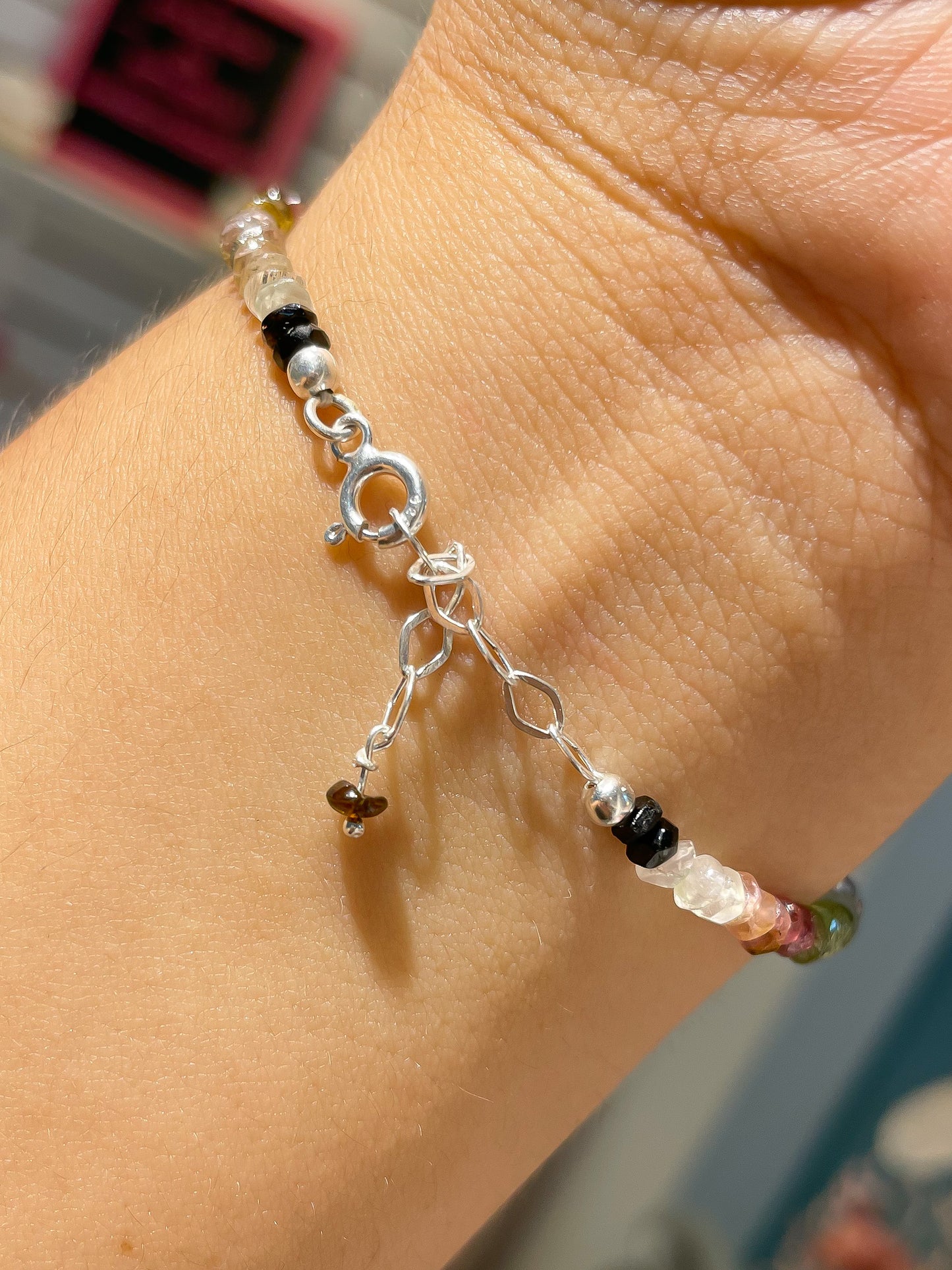 PULSERA TURMALINAS NATURALES PLATA