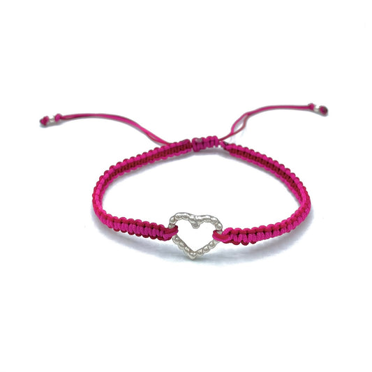 Pulsera hilo corazón plata