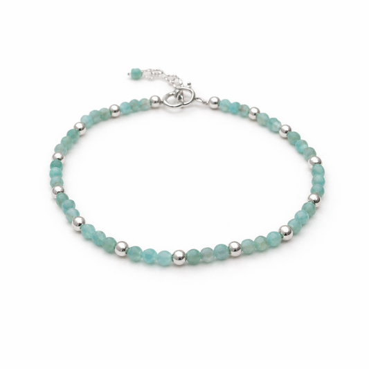 PULSERA AMAZONITA PLATA