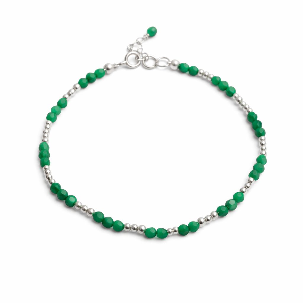 PULSERA ÓNIX VERDE PLATA