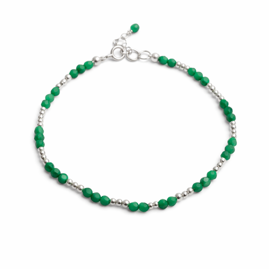 PULSERA ÓNIX VERDE PLATA