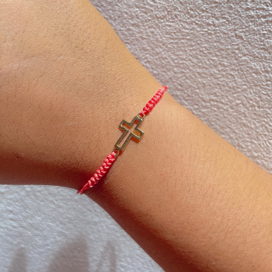 Pulsera Hilo Cruz Oro